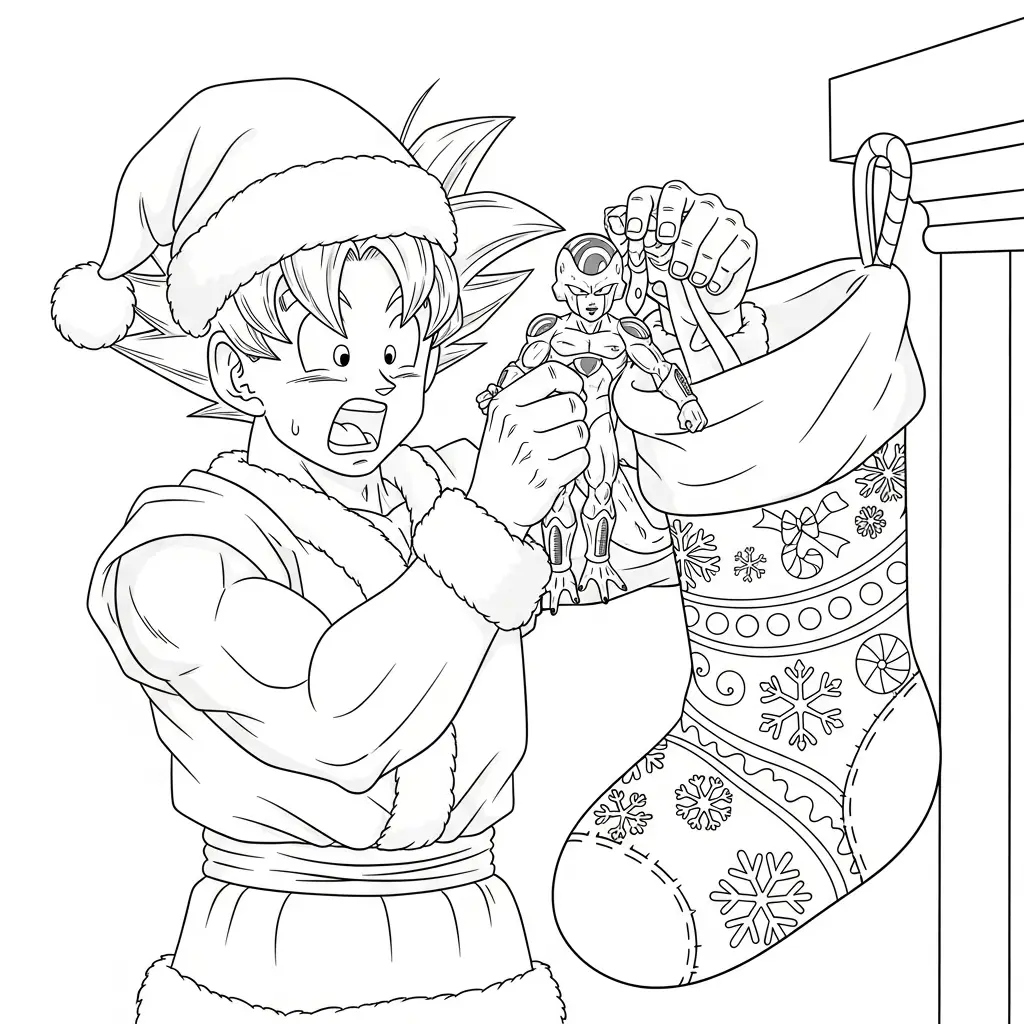 Goku de Navidad para colorear para bebé para imprimir