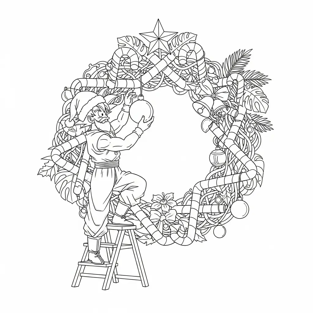 Goku de Navidad para colorear para imprimir gratis 2