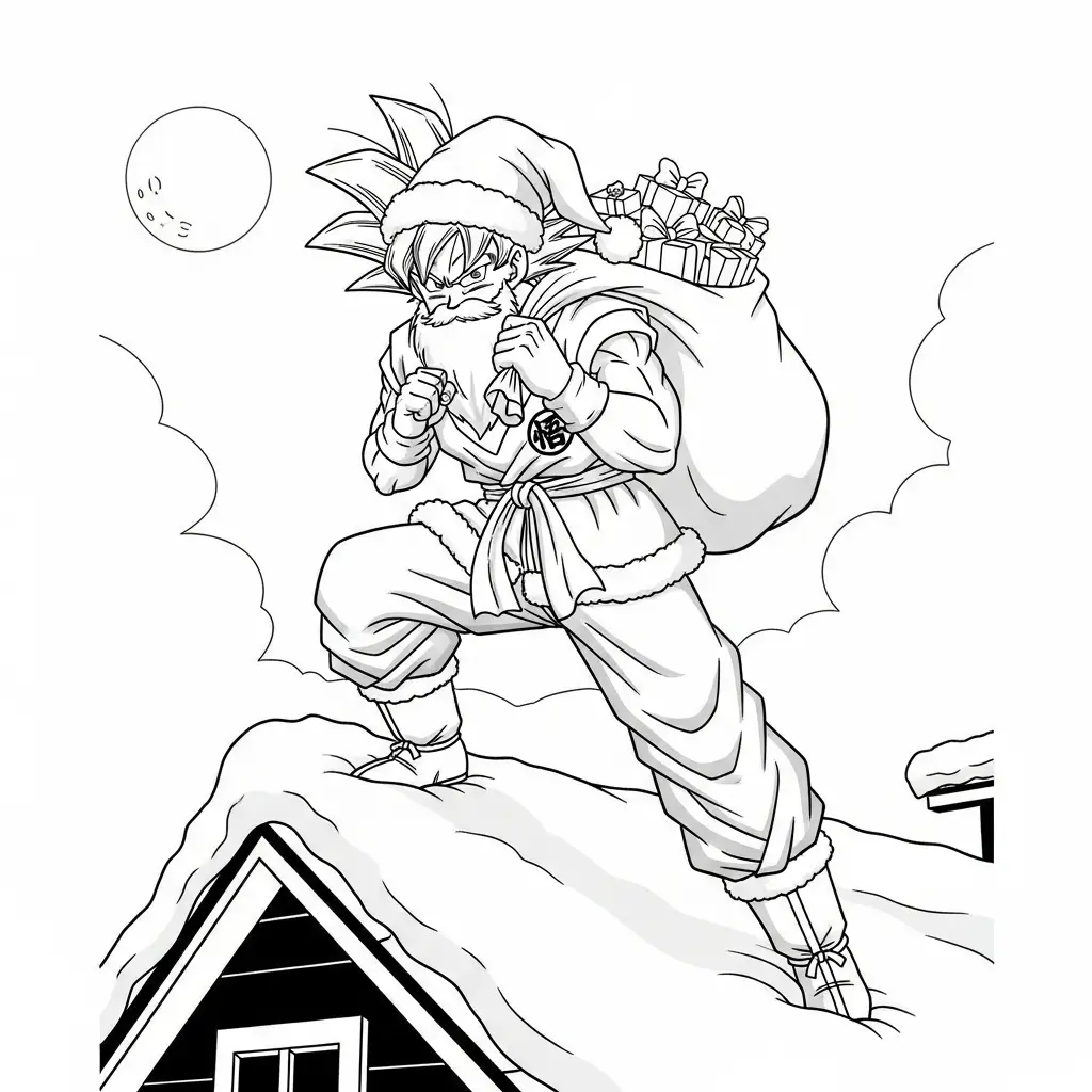 Goku de Navidad para colorear gratis