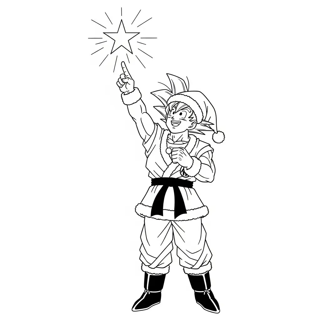 Goku de Navidad para colorear para imprimir para niño de 10 años 1