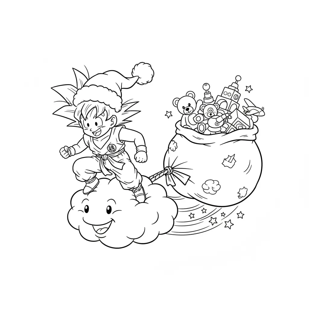 para imprimir Goku de Navidad para colorear gratis