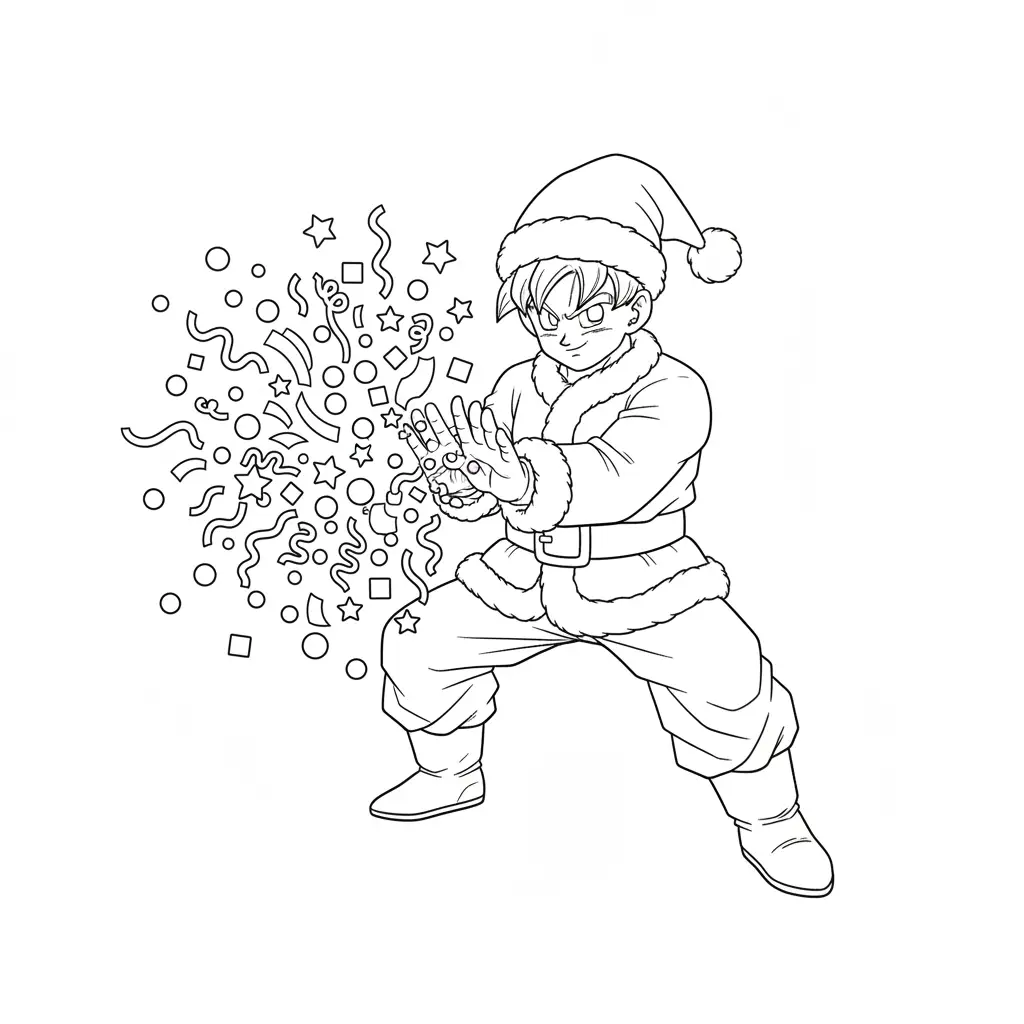 Goku de Navidad para colorear para niños para imprimir
