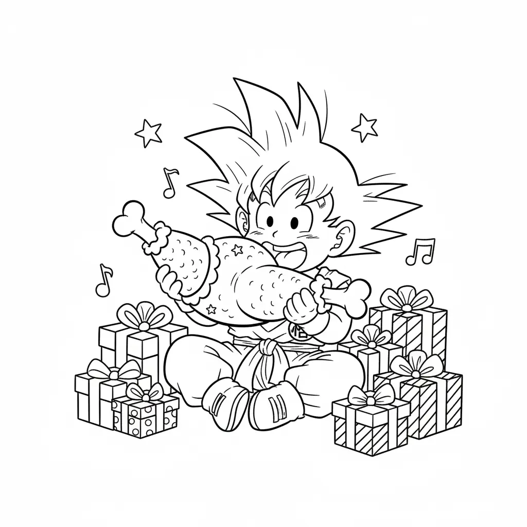 Goku de Navidad para colorear para imprimir para niño de 7 años