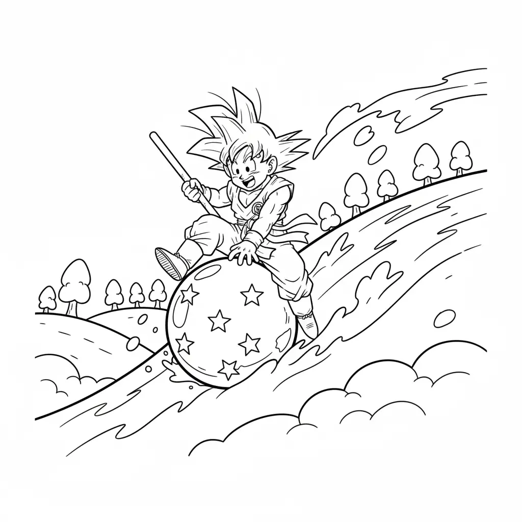 Goku de Navidad para colorear para niño de 7 años