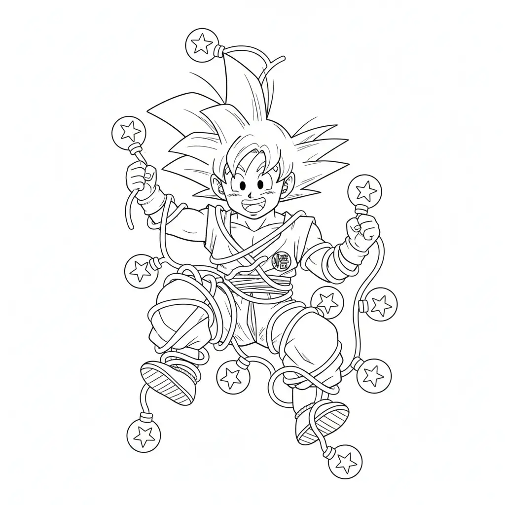 Goku de Navidad para colorear para imprimir para niños