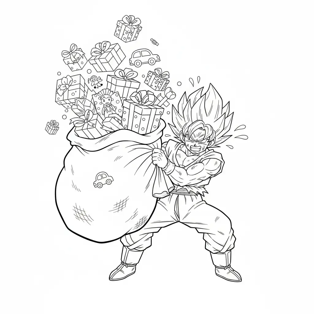 Goku de Navidad para colorear en línea para niño 1
