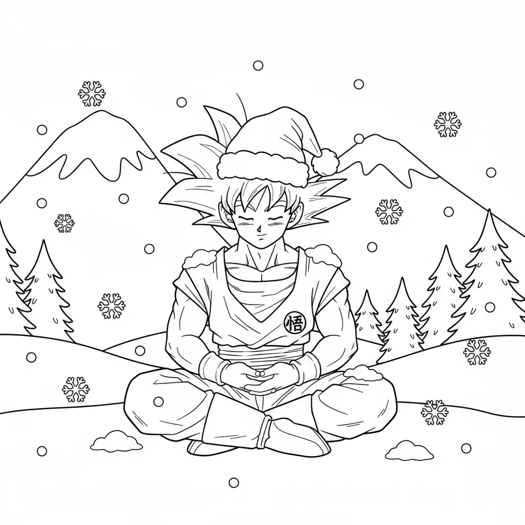 Goku de Navidad para colorear gratis en línea