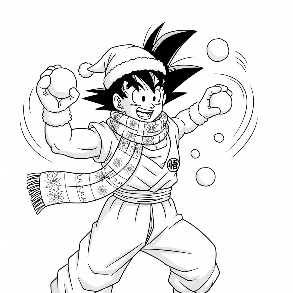 Goku de Navidad para colorear en línea