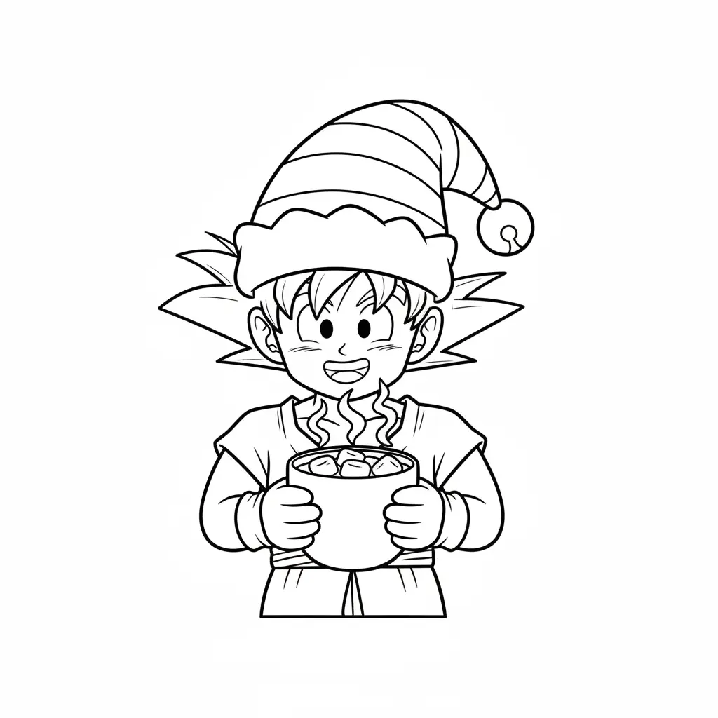 imprimir Goku de Navidad para colorear