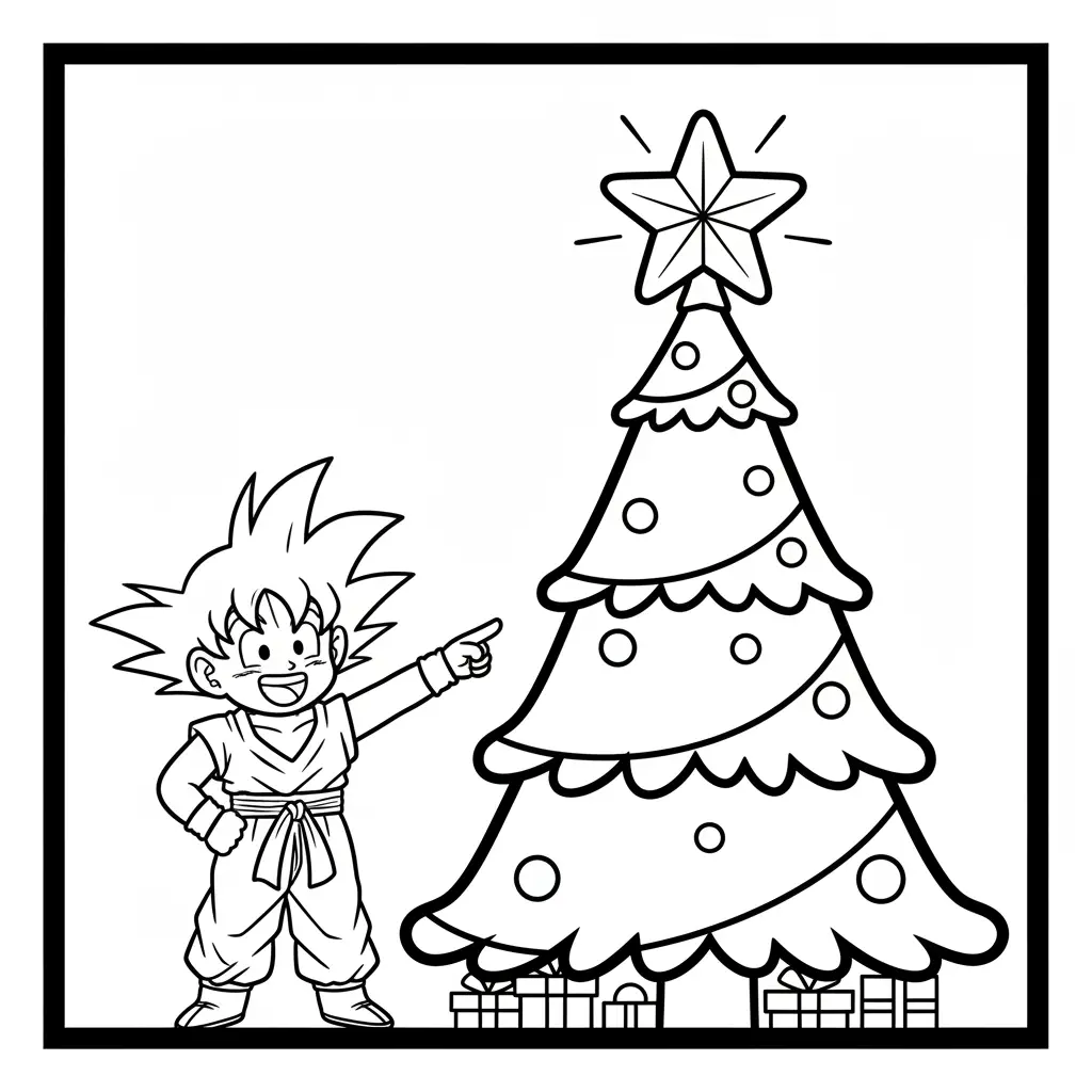 Goku de Navidad para dibujar en línea