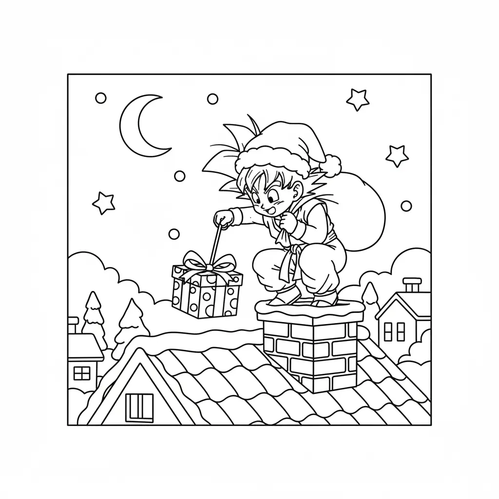 Goku de Navidad para colorear en línea para niño 2