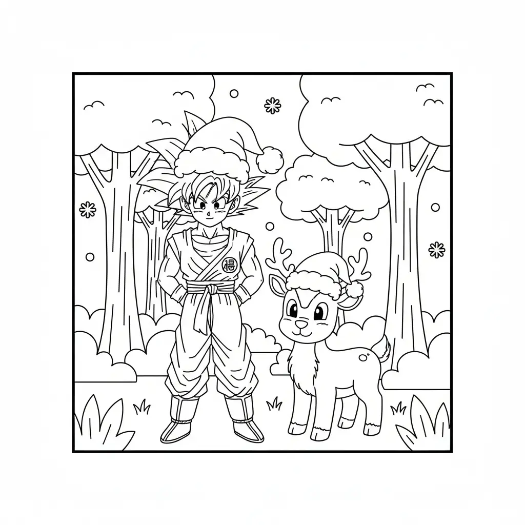 Goku de Navidad para colorear para imprimir para niño de 12 años