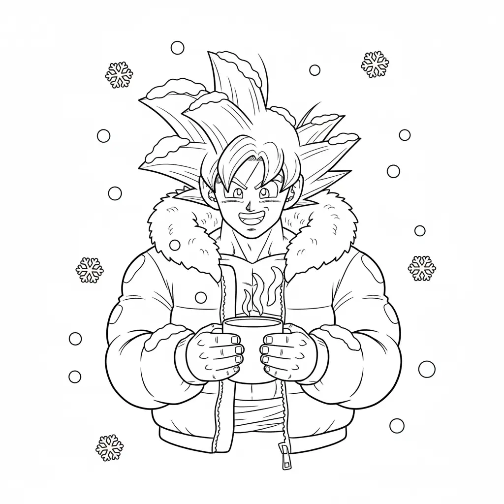 Goku de Navidad para colorear en línea gratis