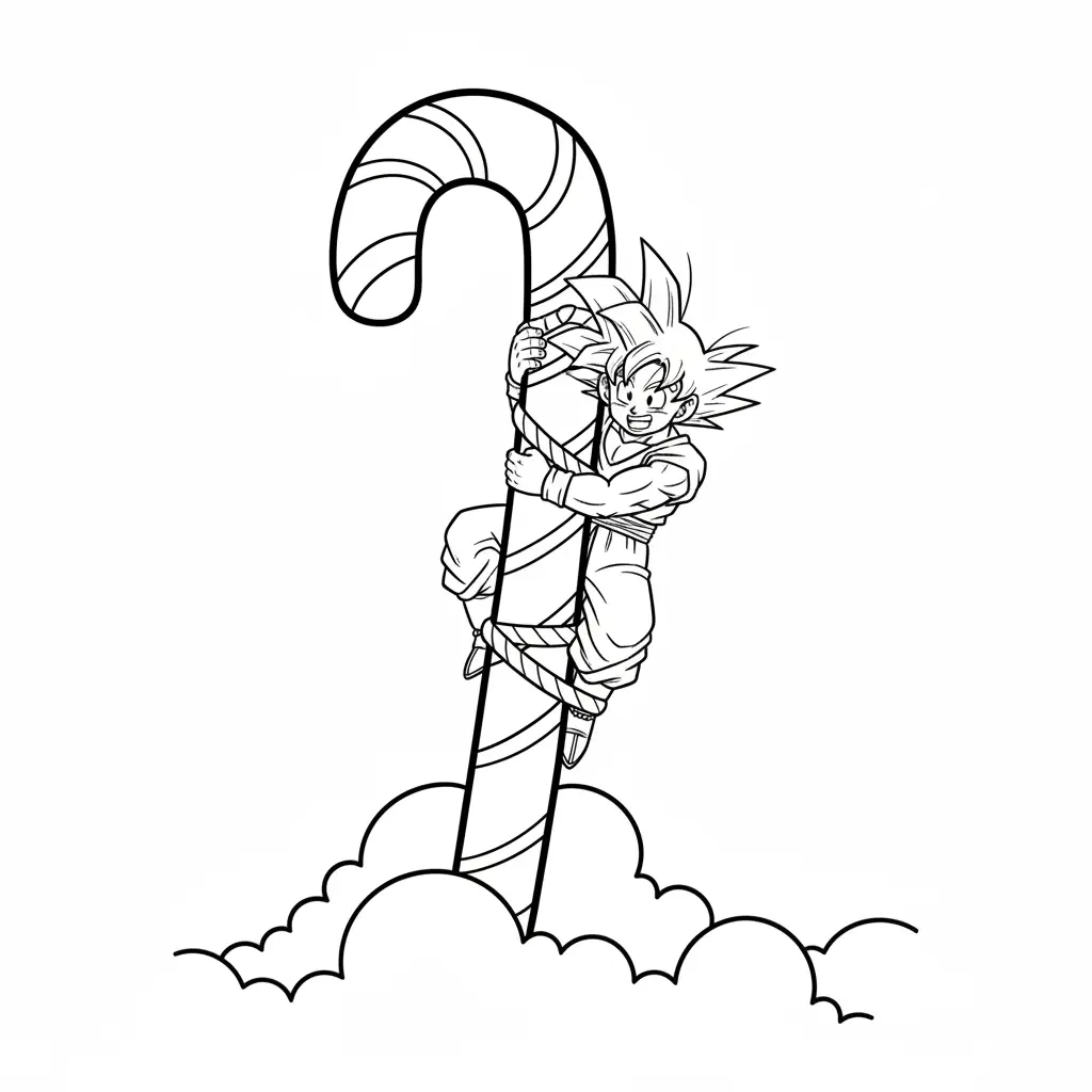 imprimir Goku de Navidad para colorear 1