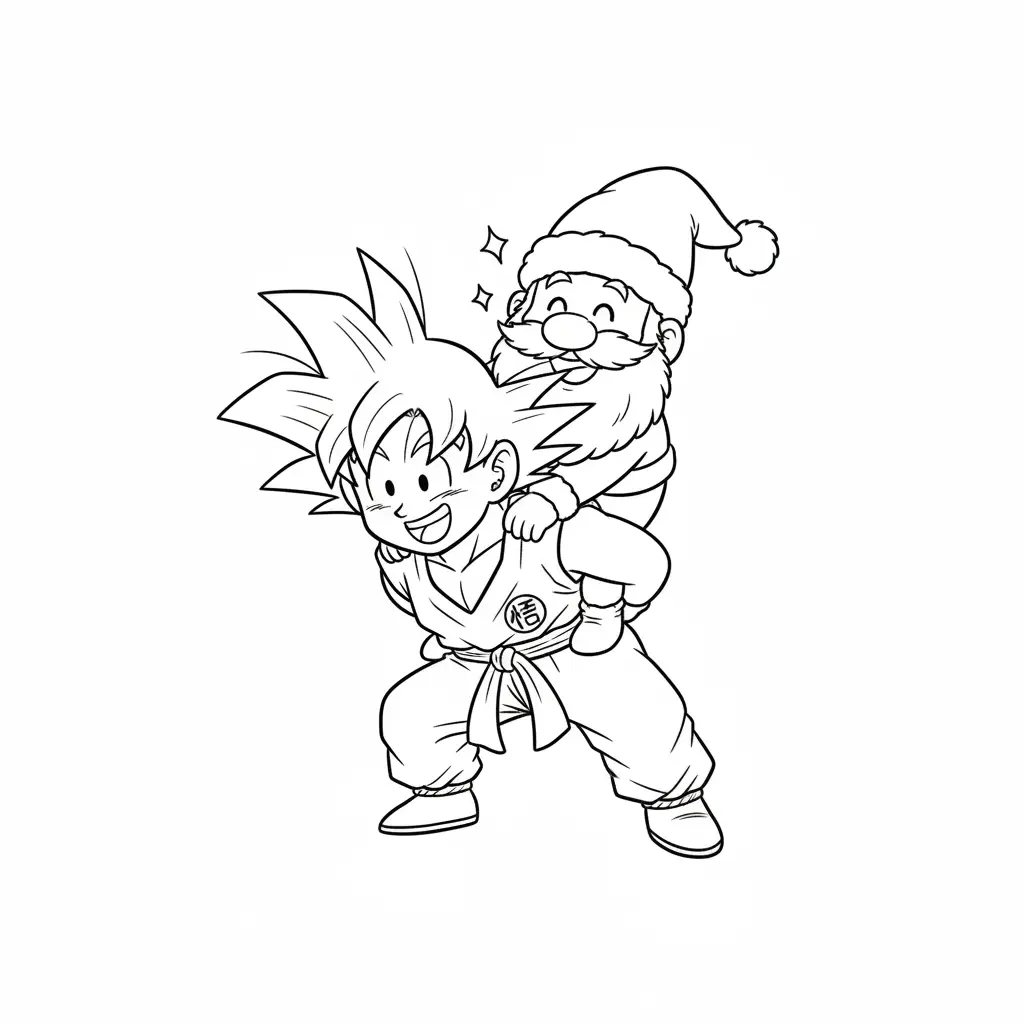 Goku de Navidad para colorear para niño de 4 años