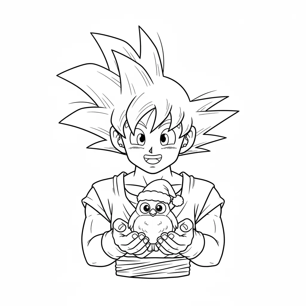 Goku de Navidad para colorear para niño de 10 años 1