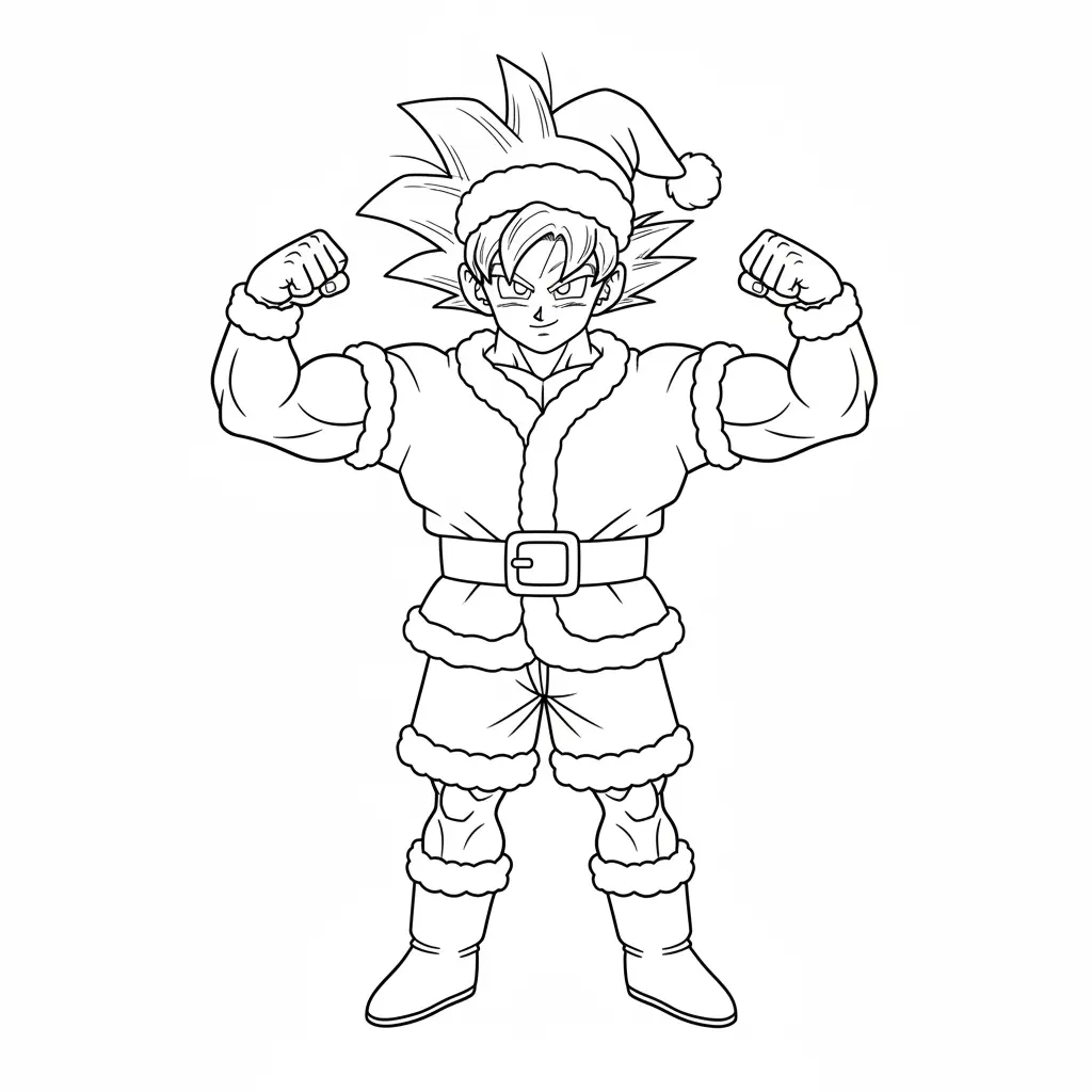 Goku de Navidad de niño para colorear para imprimir 1
