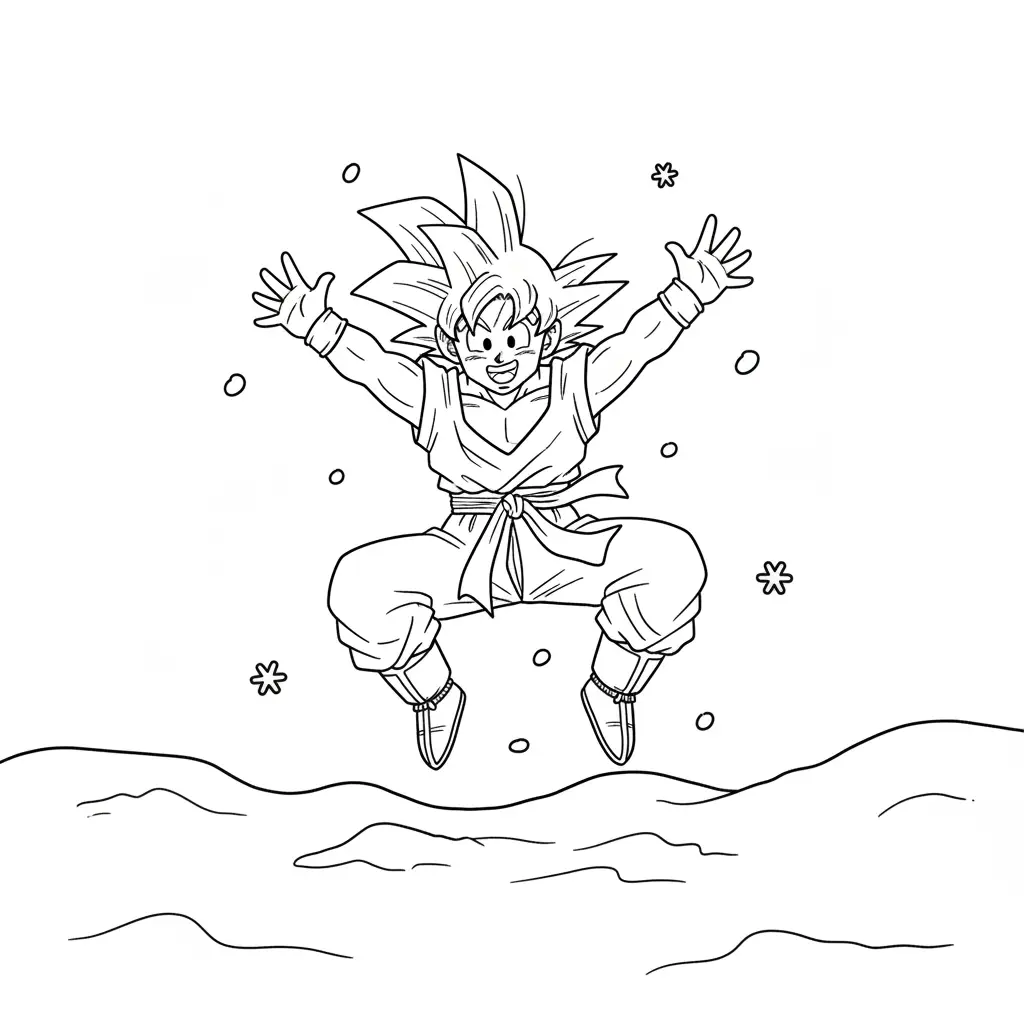Goku de Navidad para colorear para imprimir para niño de 2 años