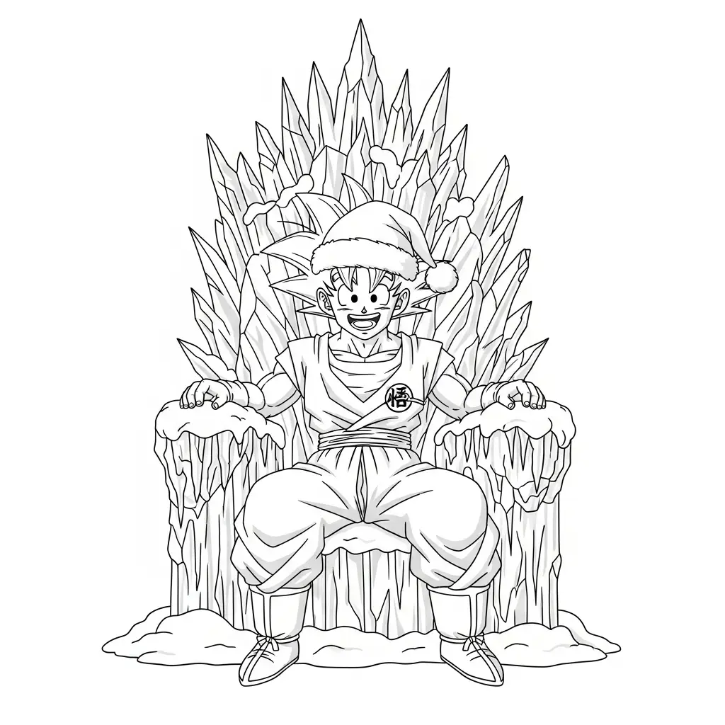 Goku de Navidad para colorear y aprendizaje