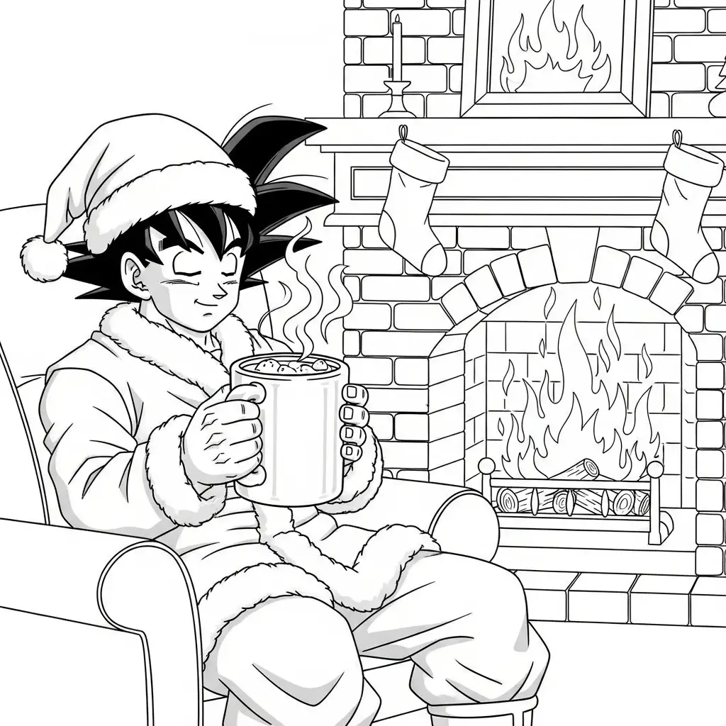 Goku de Navidad para colorear para imprimir para niño de 9 años