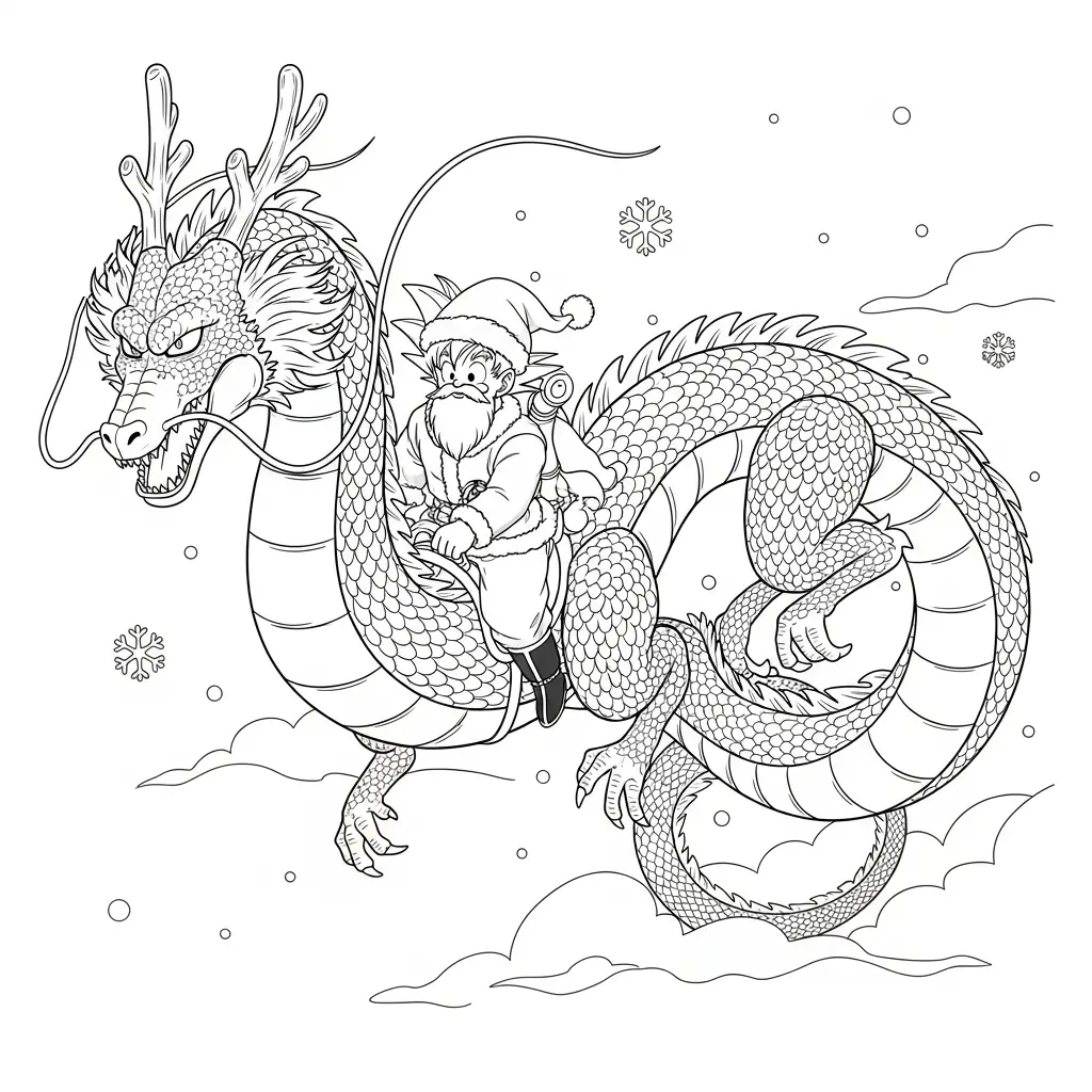 Goku de Navidad para colorear para imprimir para niño de 10 años