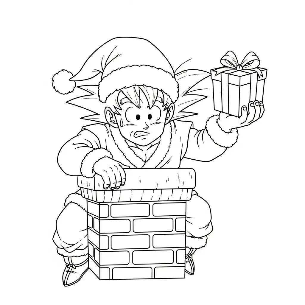 Goku de Navidad para colorear para niño de 7 años