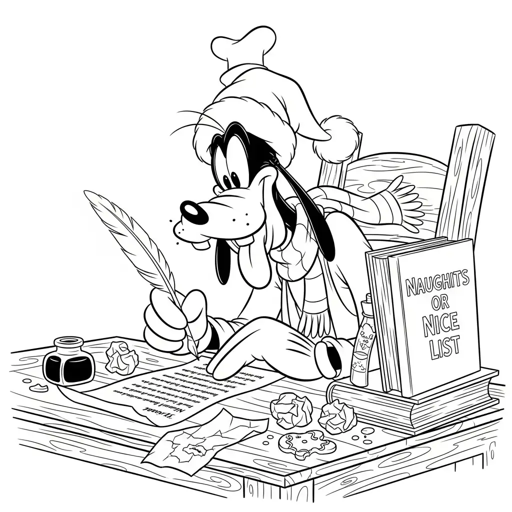 Goofy de Navidad para colorear para imprimir gratis 2
