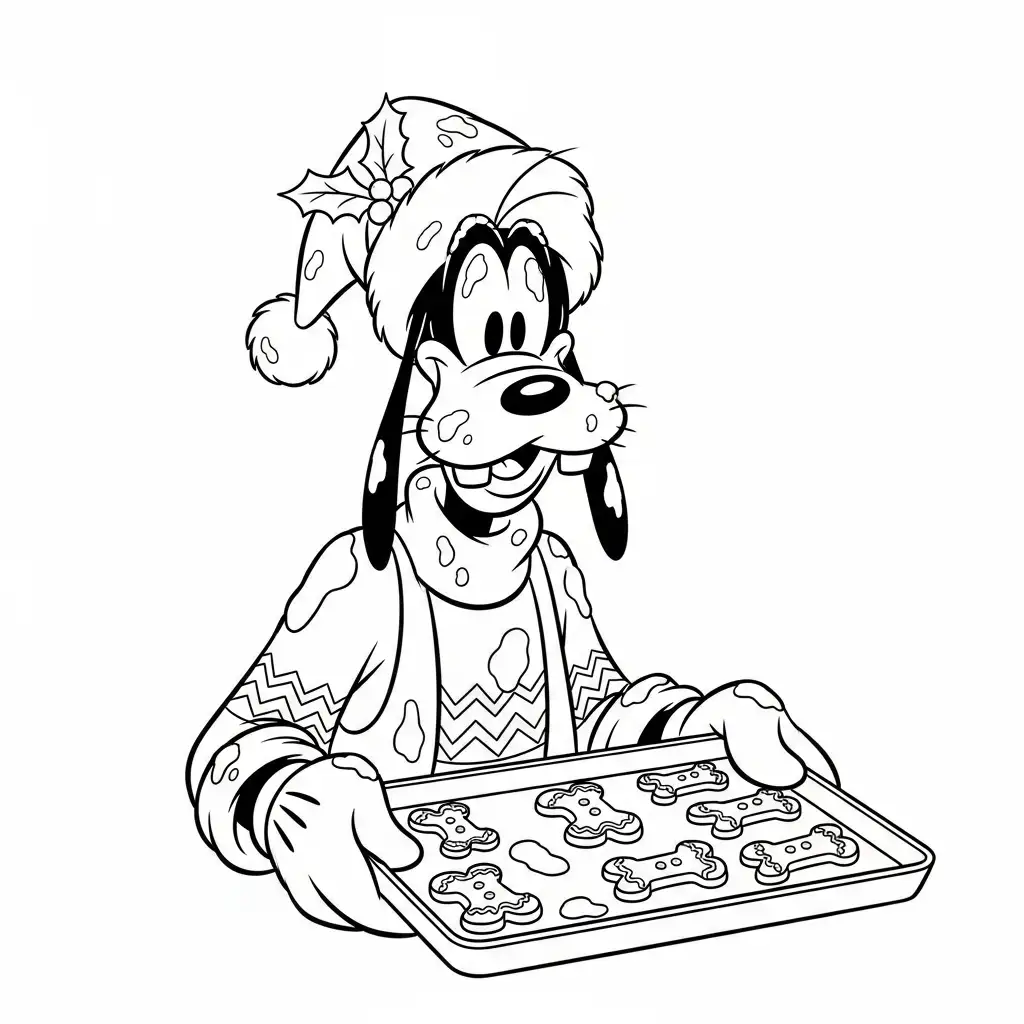 Goofy de Navidad para colorear educativo para niño