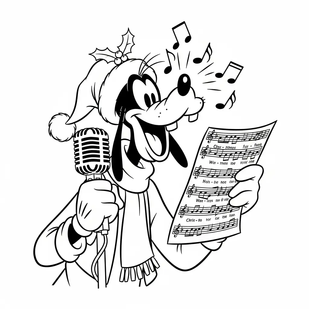 Goofy de Navidad para colorear para imprimir para niños 1