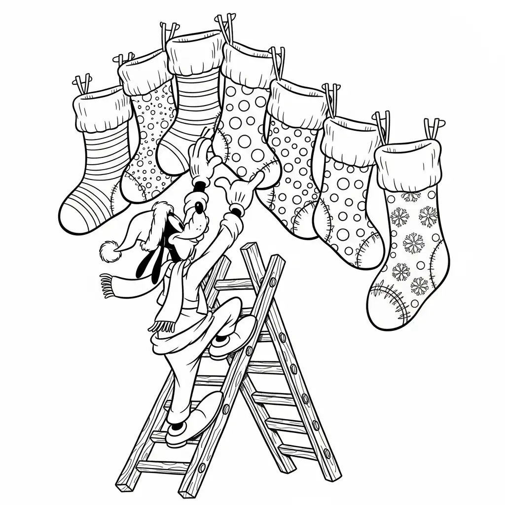Goofy de Navidad para colorear y dibujos