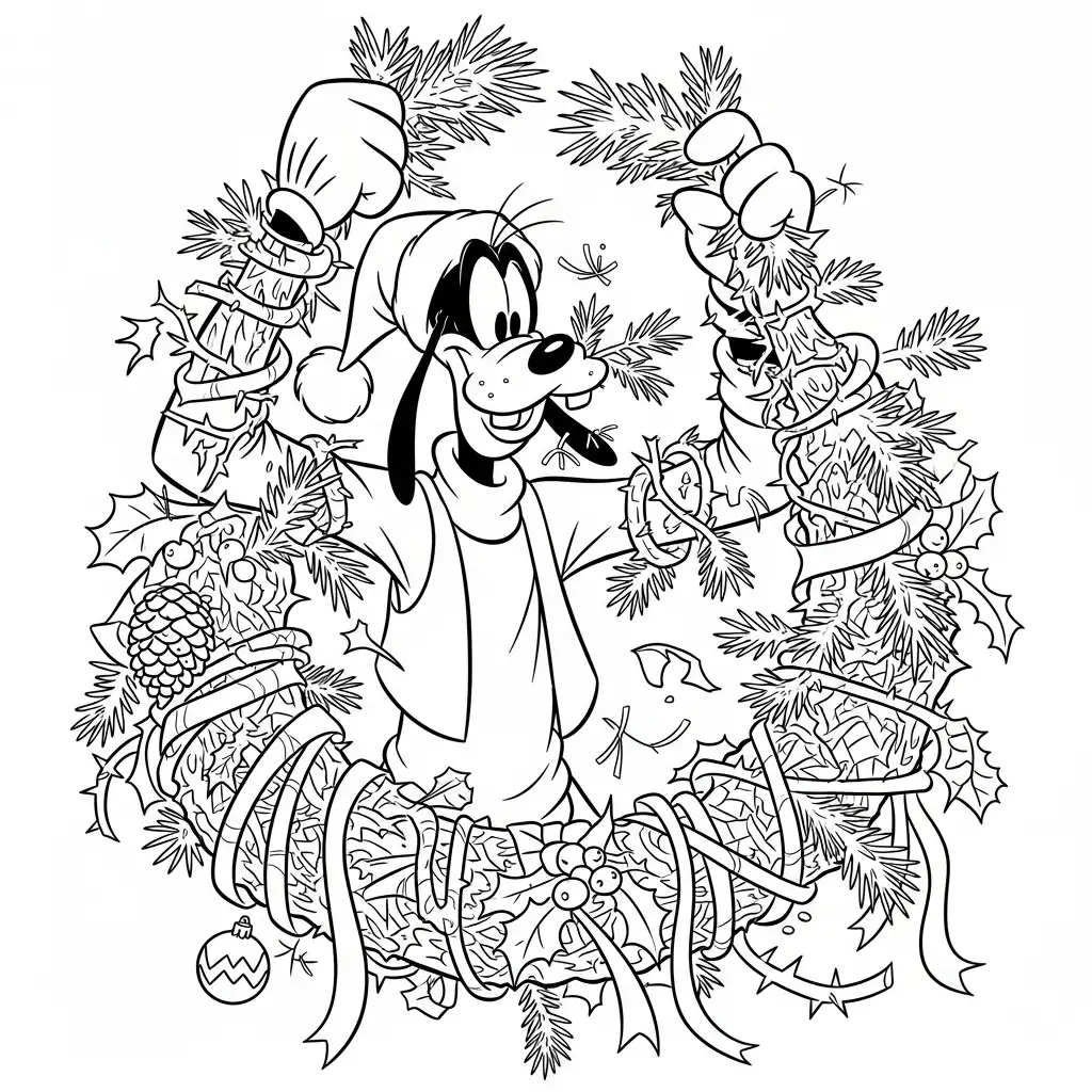 Goofy de Navidad para colorear para niño de 7 años