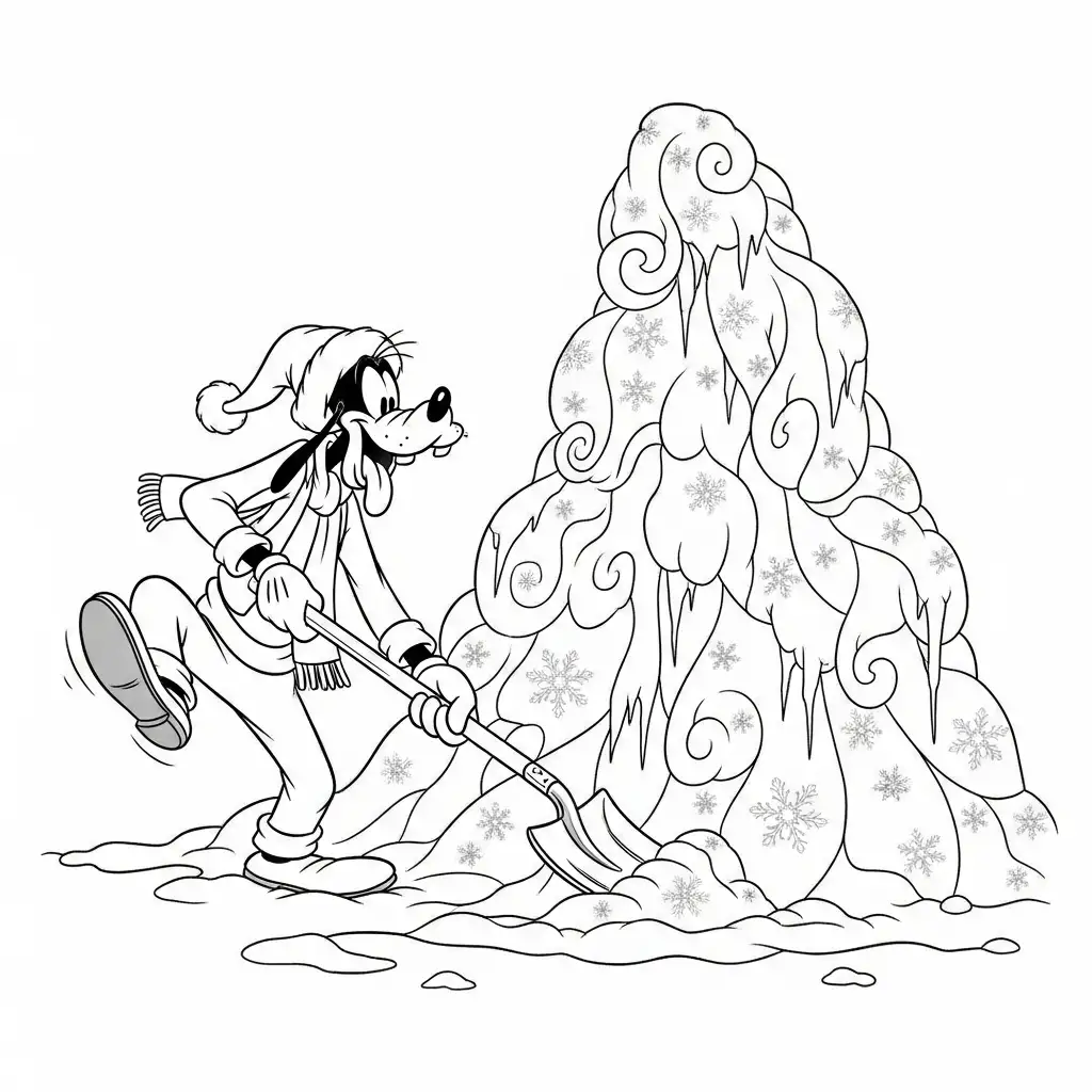 imprimir Goofy de Navidad para colorear para niño