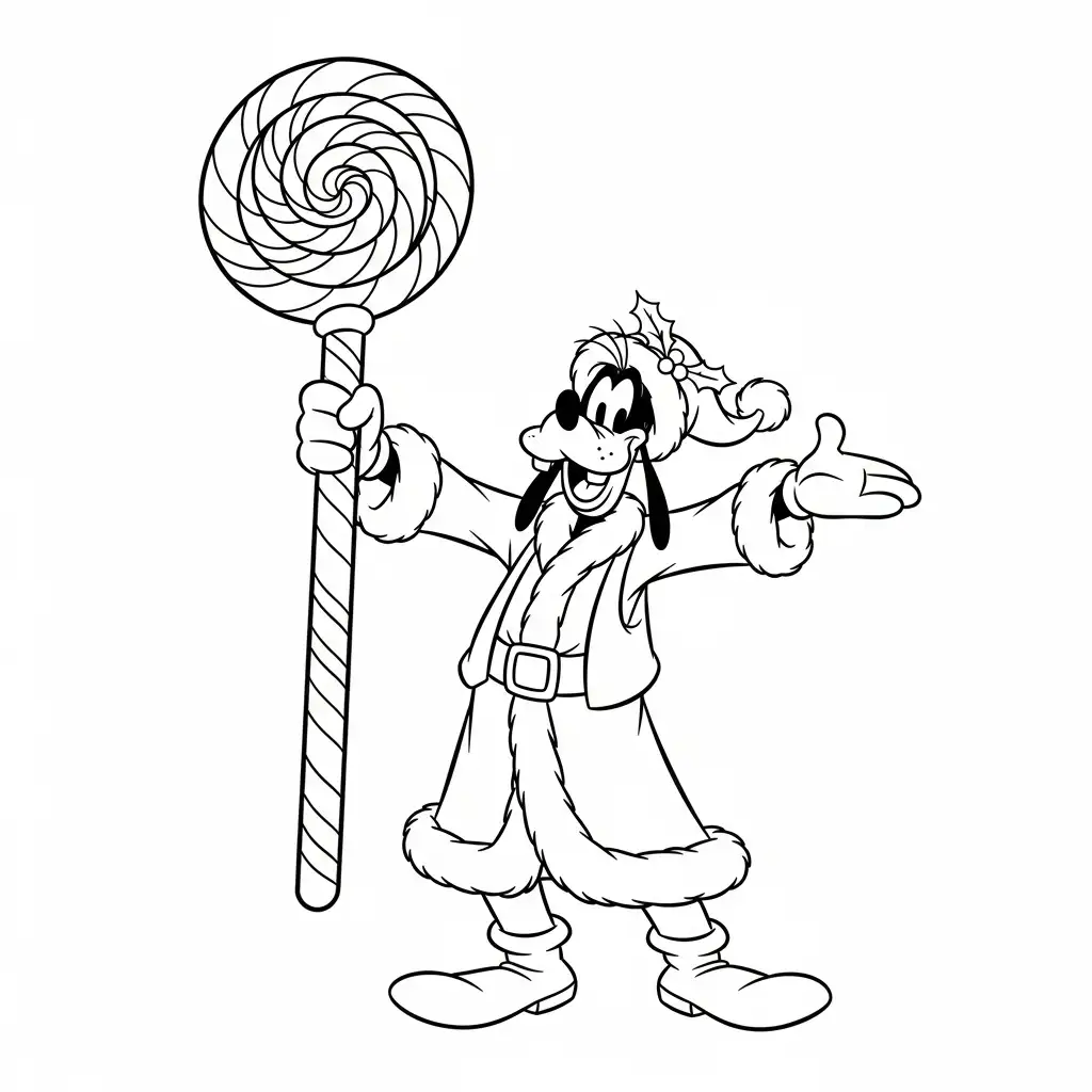 Goofy de Navidad para colorear para imprimir para niño de 12 años 1