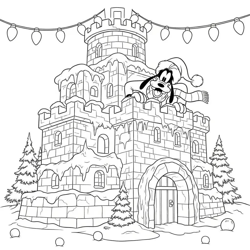 Goofy de Navidad para colorear para niño para imprimir gratis