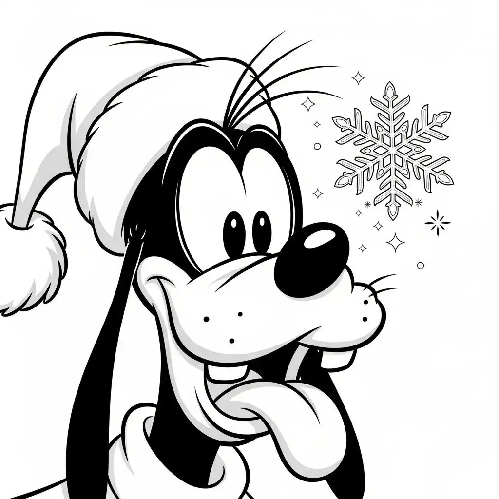 Goofy de Navidad para colorear para imprimir a4