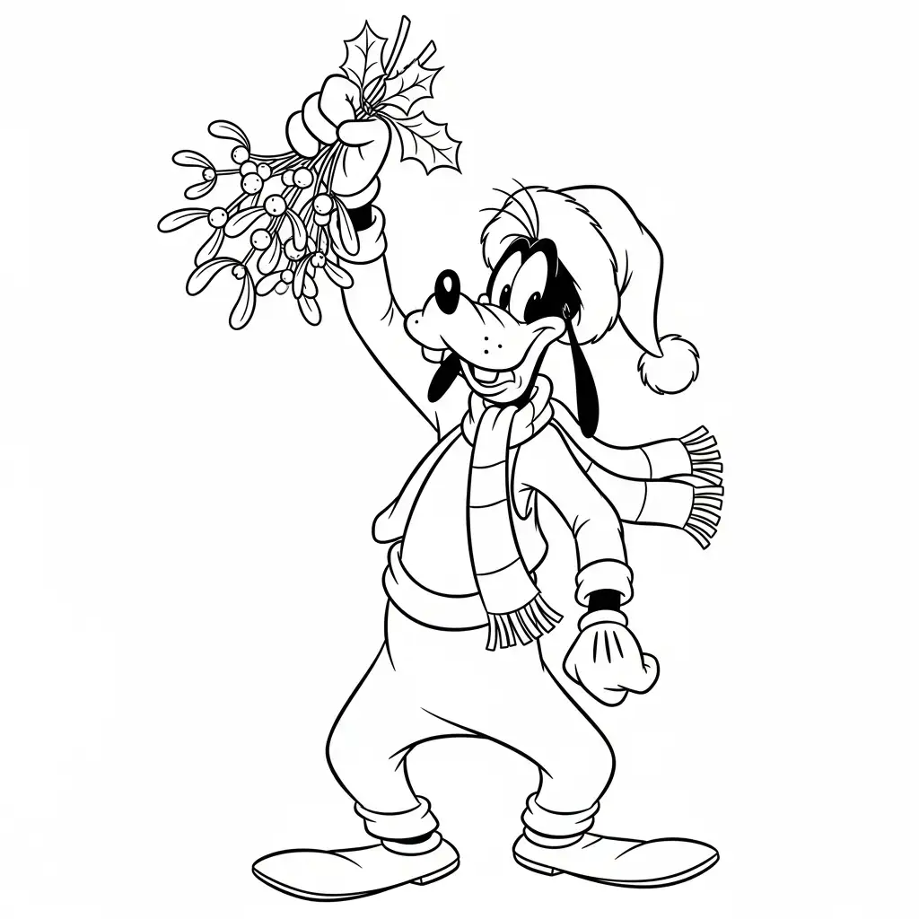 Goofy de Navidad para colorear para imprimir para niño de 7 años