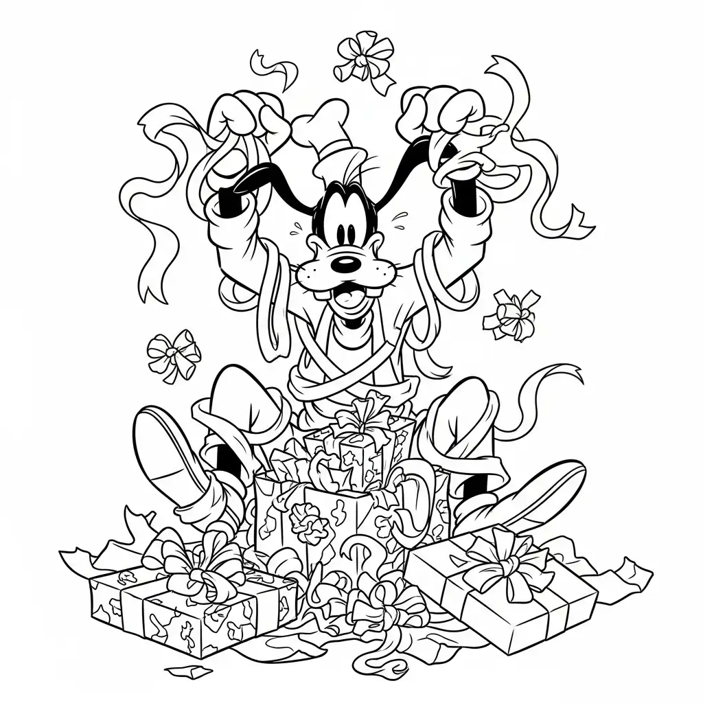 Goofy de Navidad para colorear para niño para imprimir gratis 1
