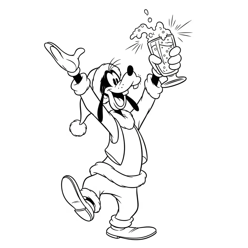 Goofy de Navidad para colorear para imprimir para niño de 4 años 1