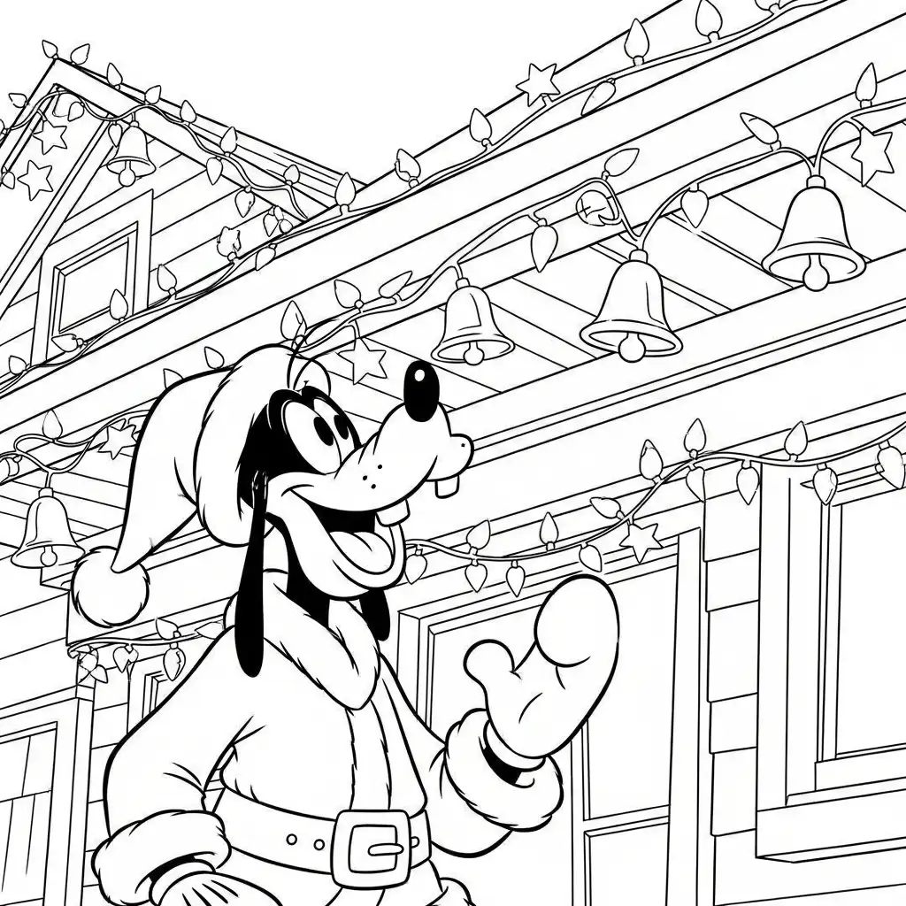 Goofy de Navidad para colorear para niños para imprimir gratis