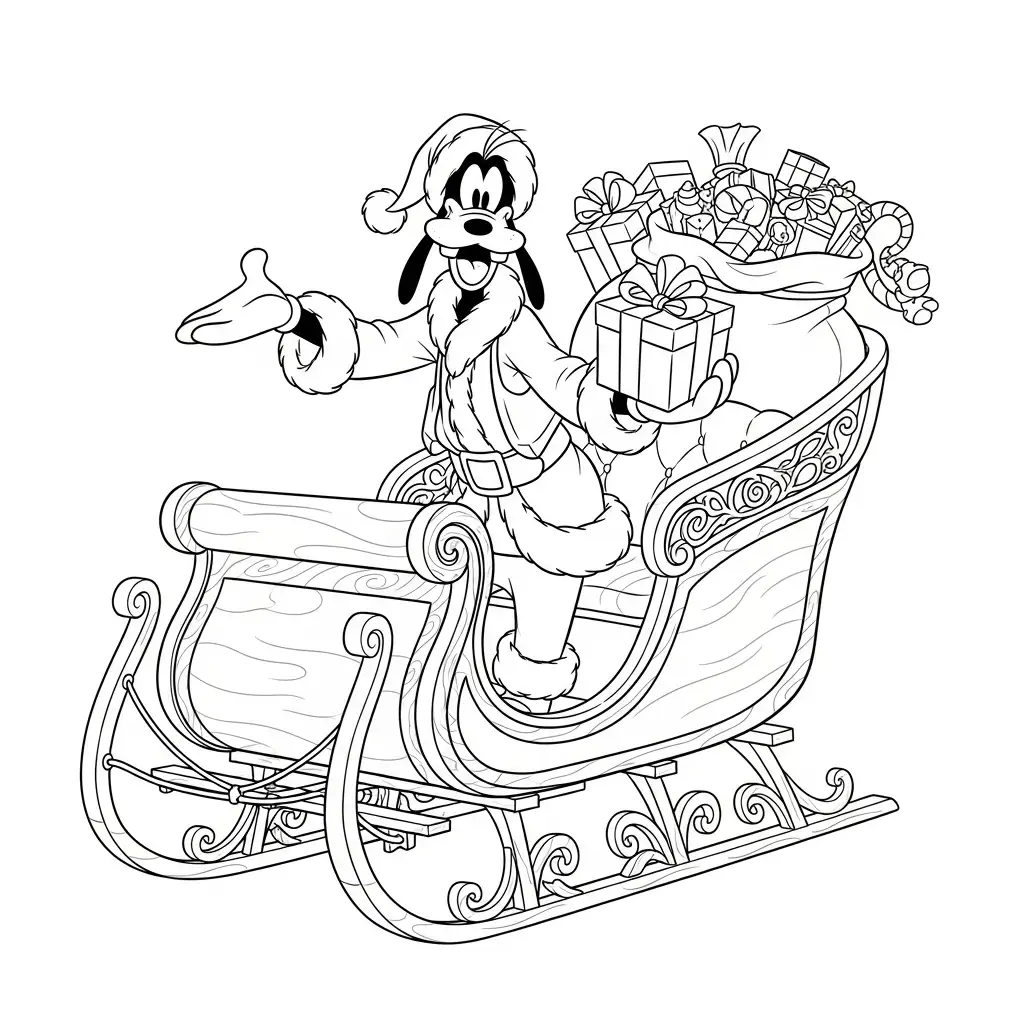 Goofy de Navidad para colorear para niño para imprimir gratis 2