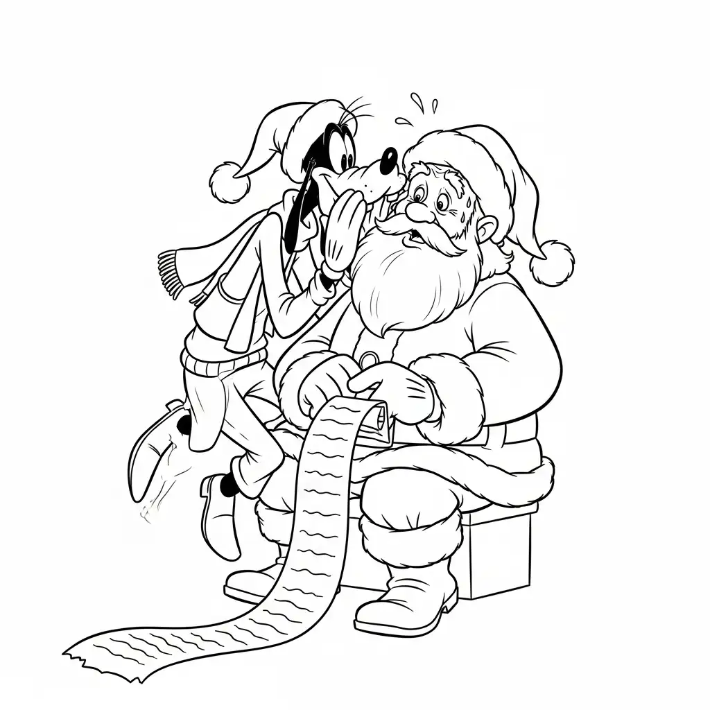 Goofy de Navidad para colorear para niño de 4 años