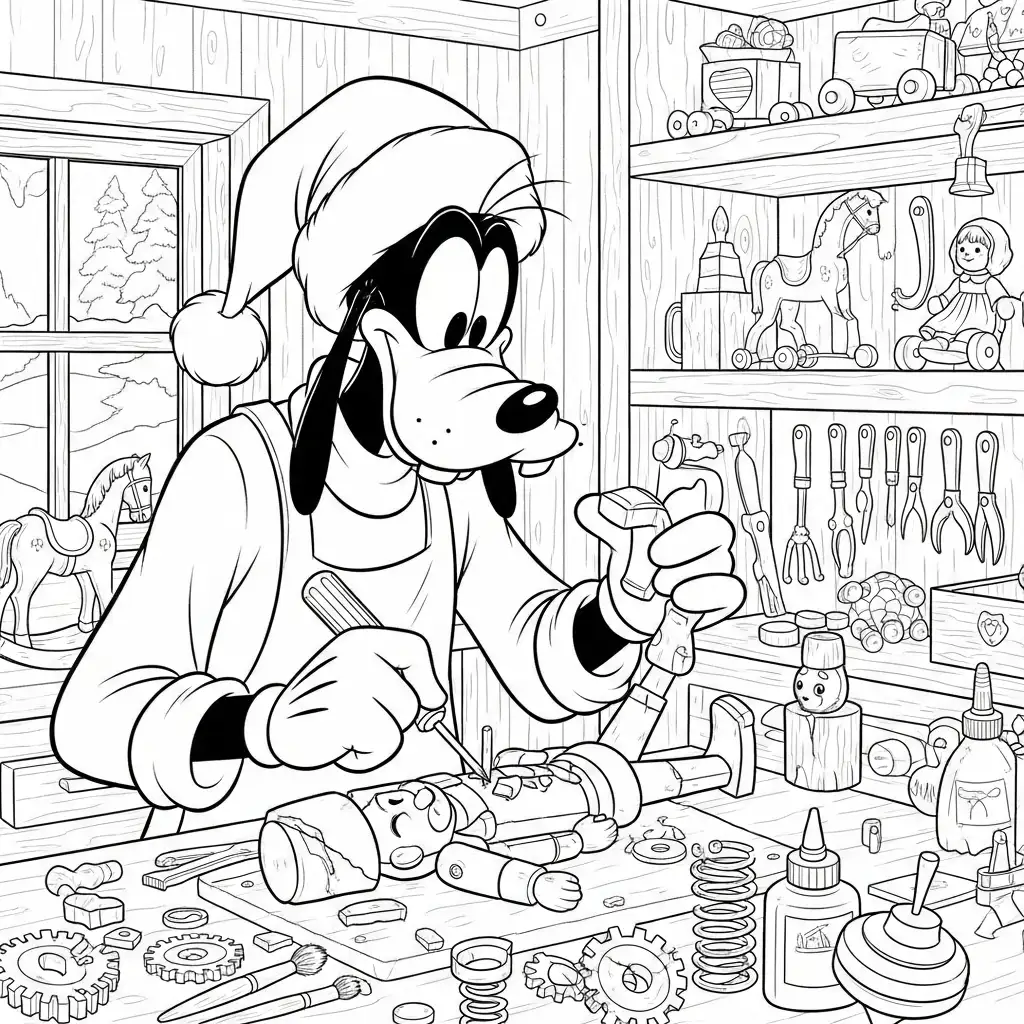 Goofy de Navidad para colorear y aprendizaje 1