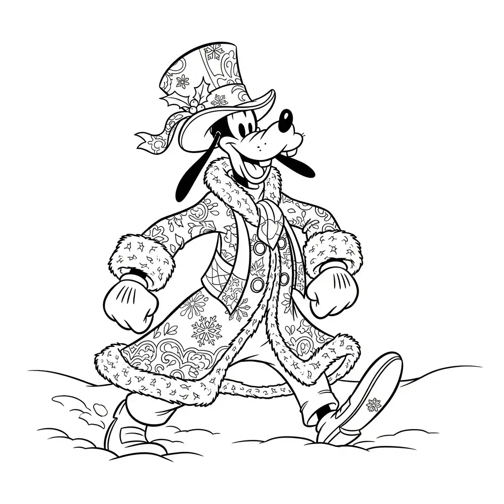 Goofy de Navidad para colorear gratis para imprimir 1