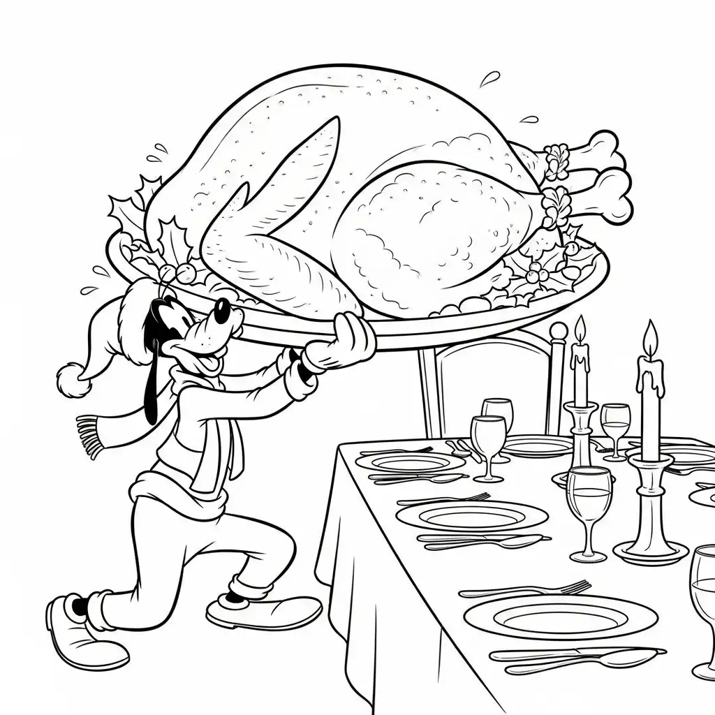 Goofy de Navidad para colorear gratis para imprimir