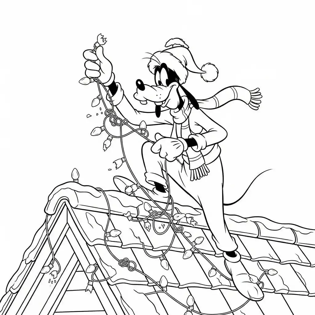 Goofy de Navidad para colorear y dibujo para imprimir