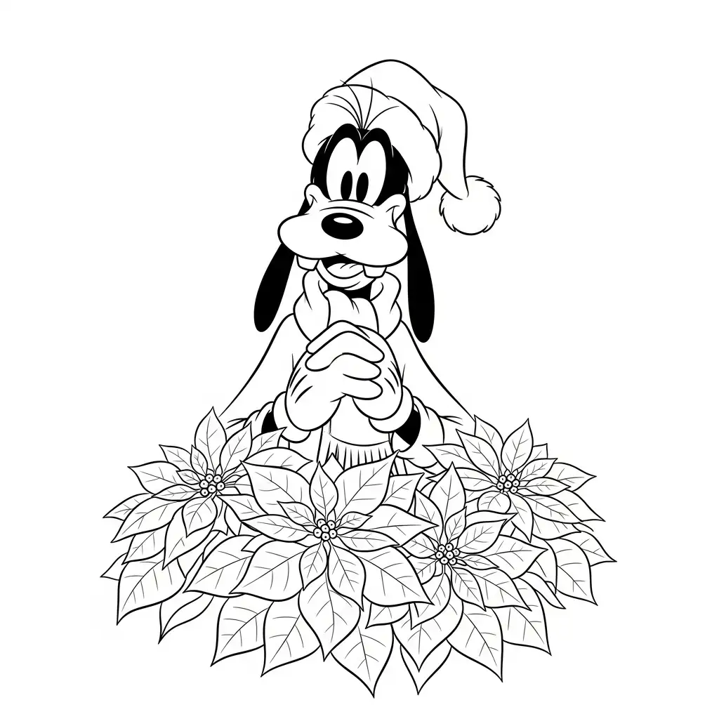 imprimir Goofy de Navidad para colorear