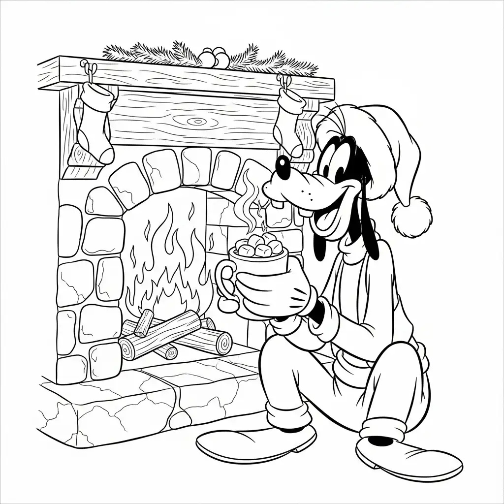 Goofy de Navidad para colorear gratis para niños