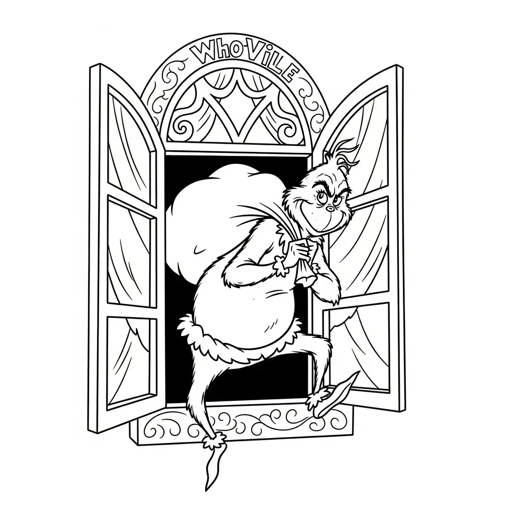 Grinch para colorear para niño gratis