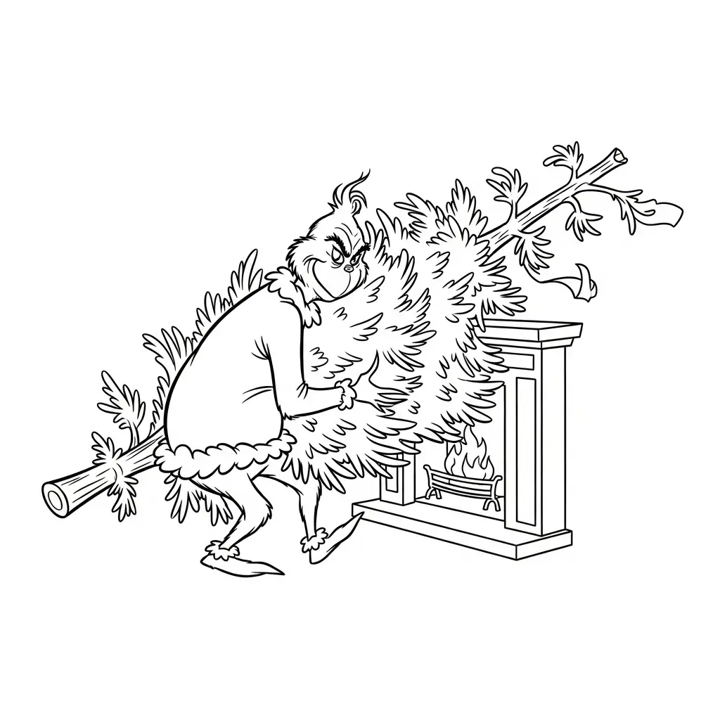 Grinch para colorear y recortar 1