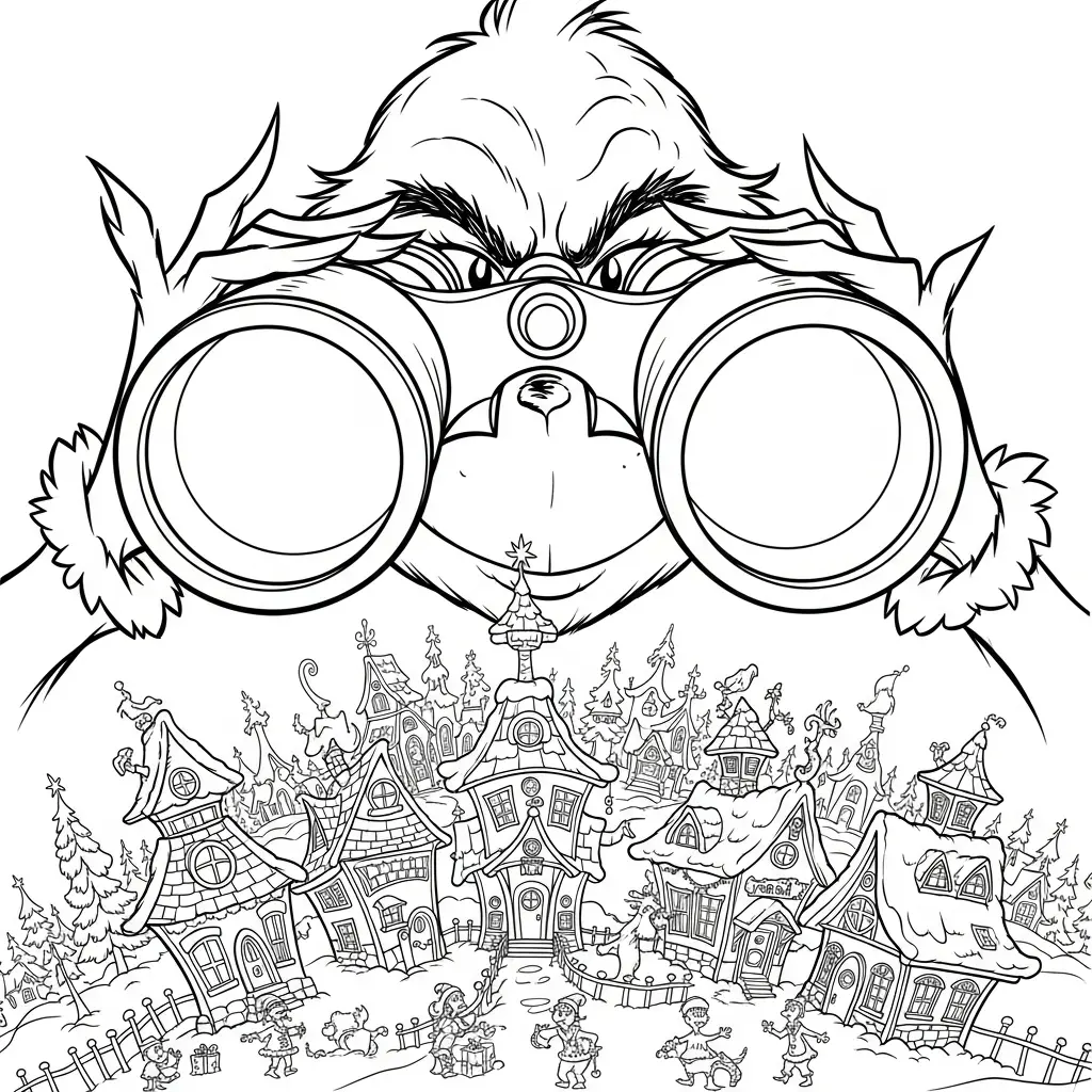 Grinch para colorear para niños para imprimir